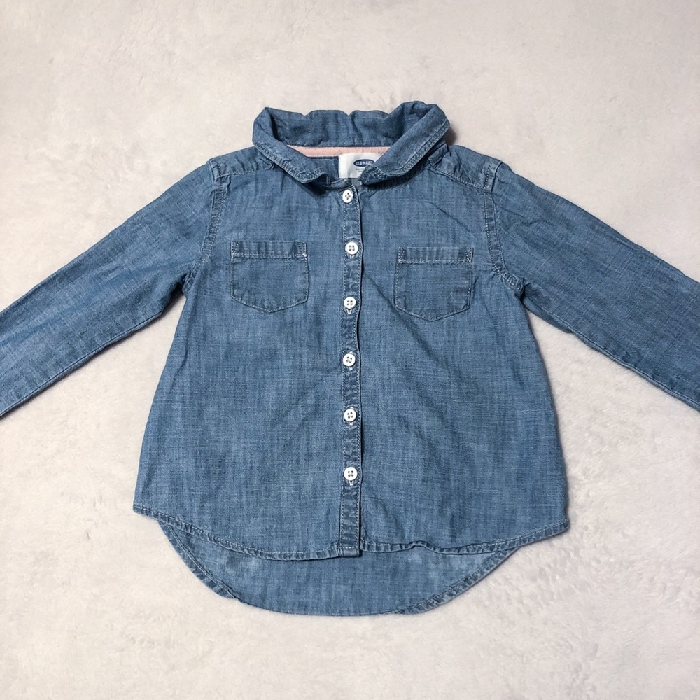 Girls Long Sleeve Chambray Top - Old Navy 5T